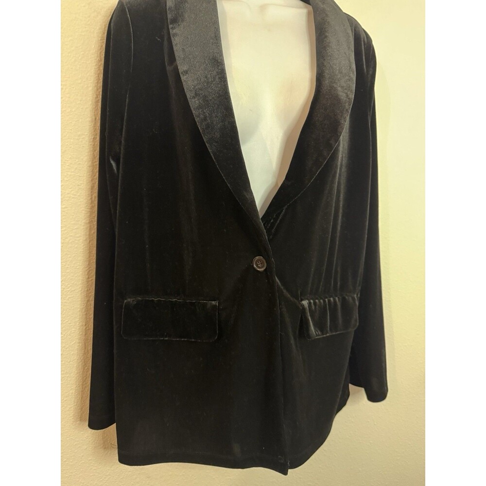 Sincerely Jules Black Velvet Blazer Jacket One Button Formal Concert Office L - Picture 3 of 7